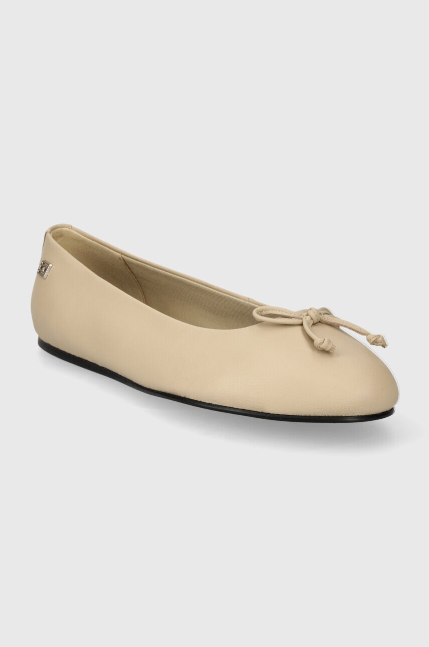 Шкіряні балетки Tommy Hilfiger ESSENTIAL LEATHER BALLERINA колір бежевий  FW0FW07768