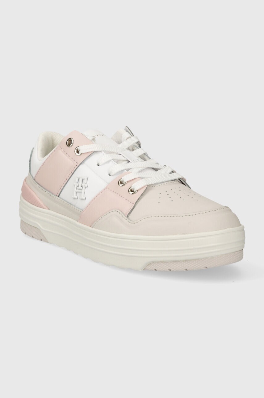 Шкіряні кросівки Tommy Hilfiger TH BASKET SNEAKER LO колір білий FW0FW07756