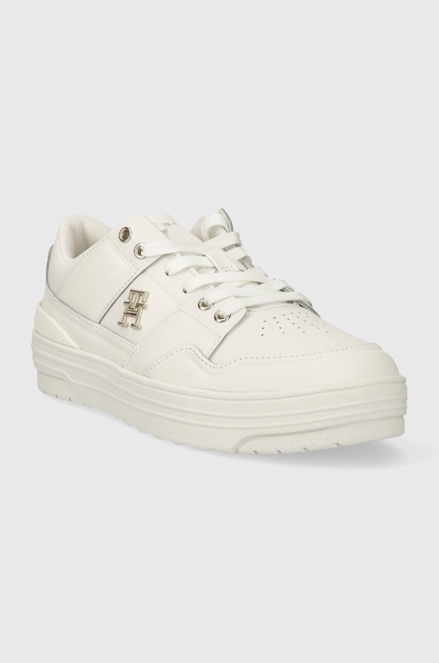 Шкіряні кросівки Tommy Hilfiger TH BASKET SNEAKER LO колір білий FW0FW07756