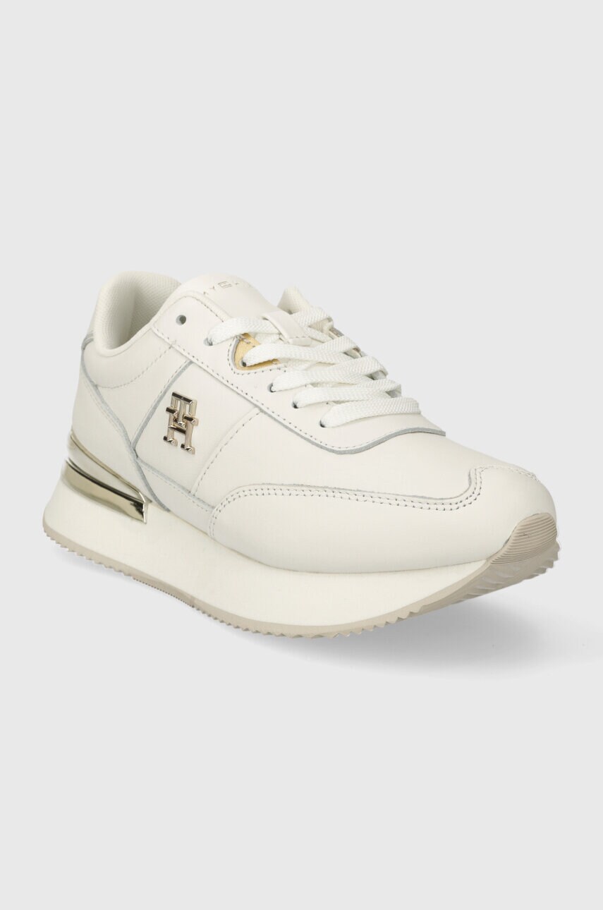 Шкіряні кросівки Tommy Hilfiger TH ELEVATED FEMININE RUNNER HW колір білий FW0FW07830