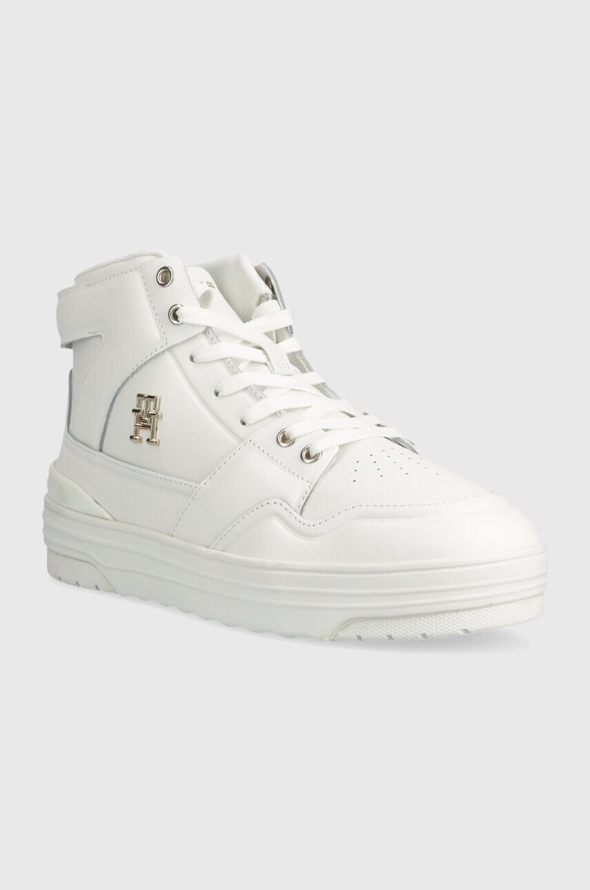 Шкіряні кросівки Tommy Hilfiger TH BASKET SNEAKER HI колір білий FW0FW07757