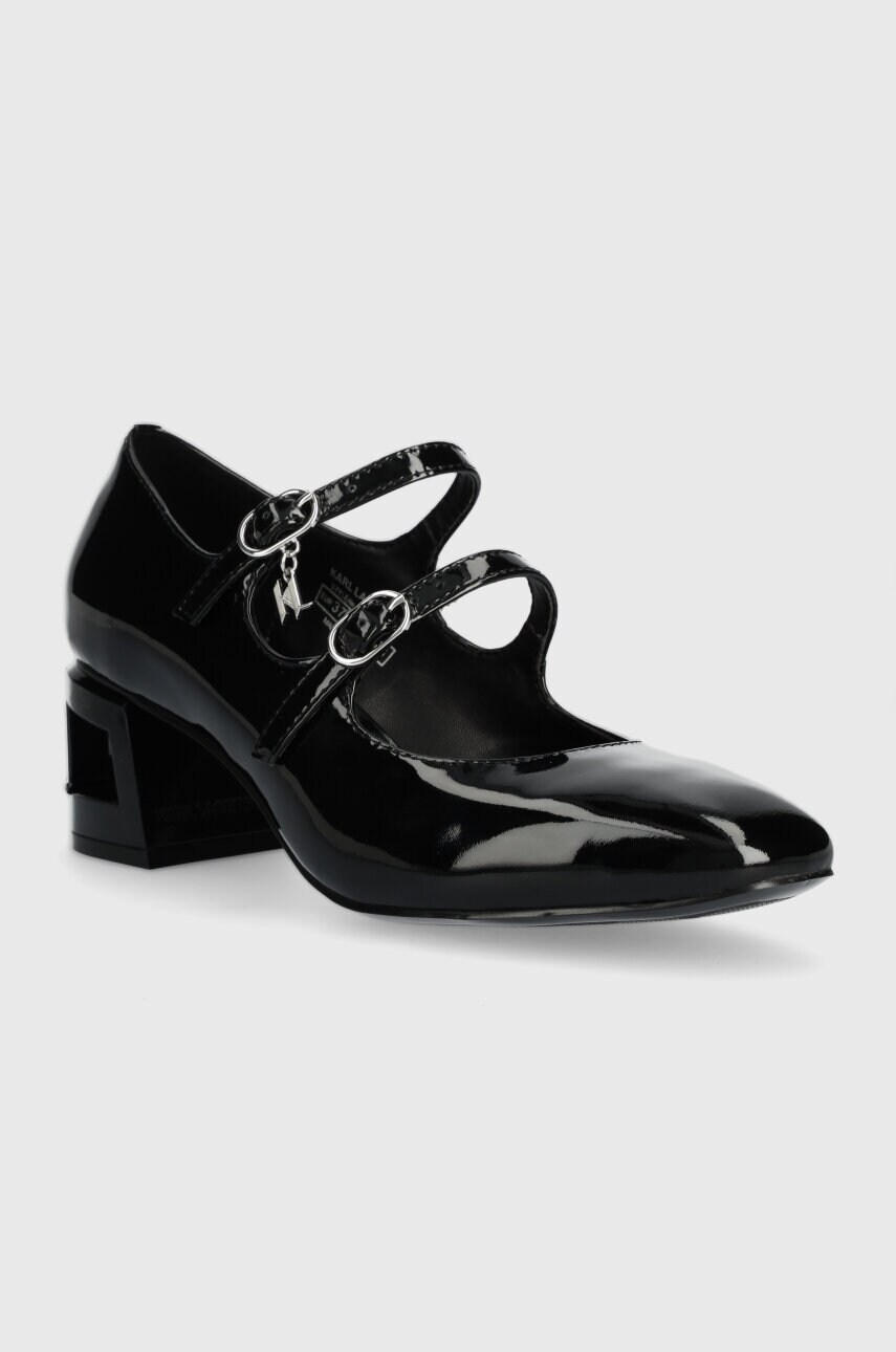 Шкіряні туфлі Karl Lagerfeld TETRA HEEL колір чорний каблук блок KL31613
