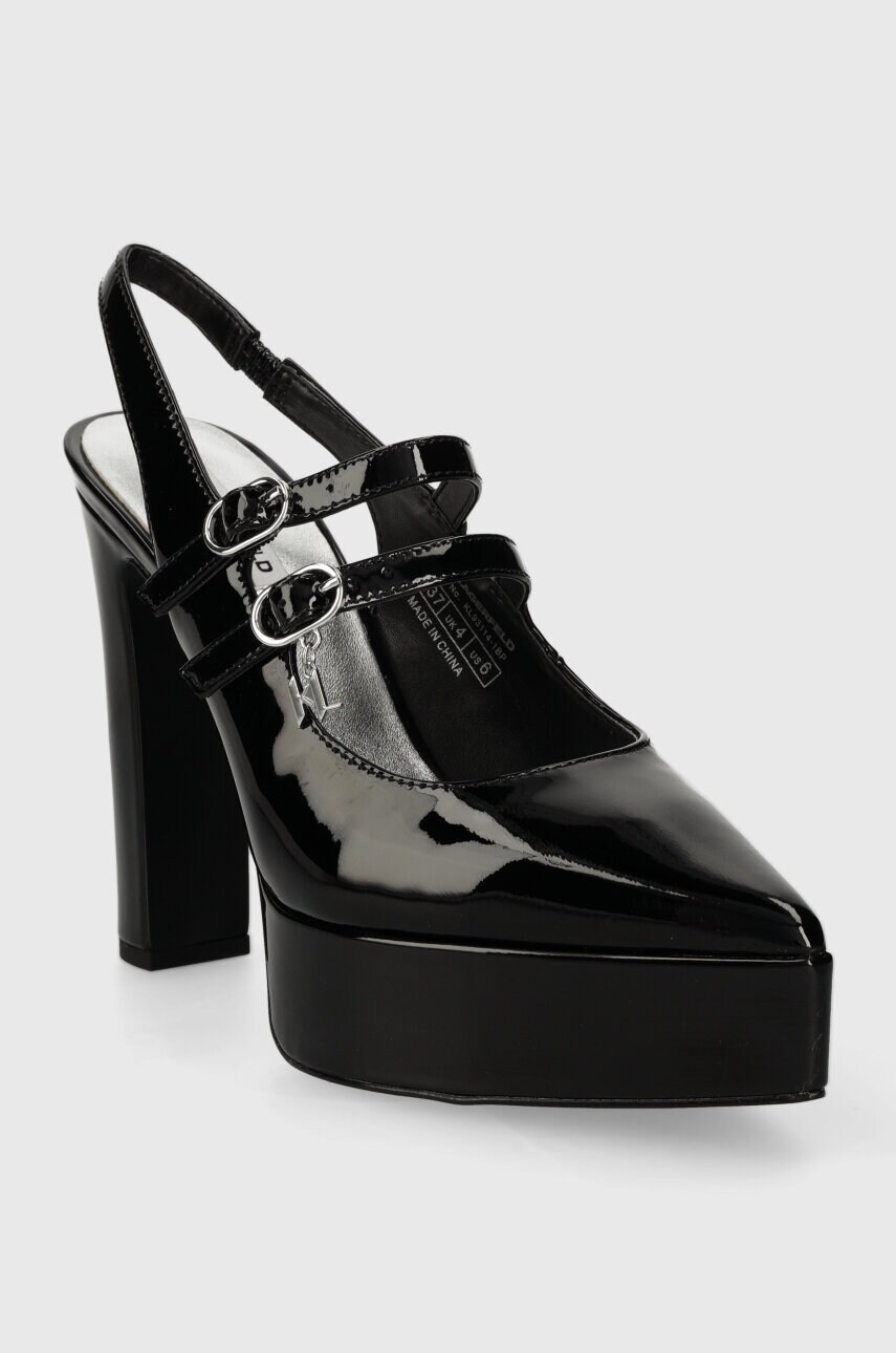 Шкіряні туфлі Karl Lagerfeld SOIREE PLATFORM колір чорний каблук блок відкрита п'ята KL93114