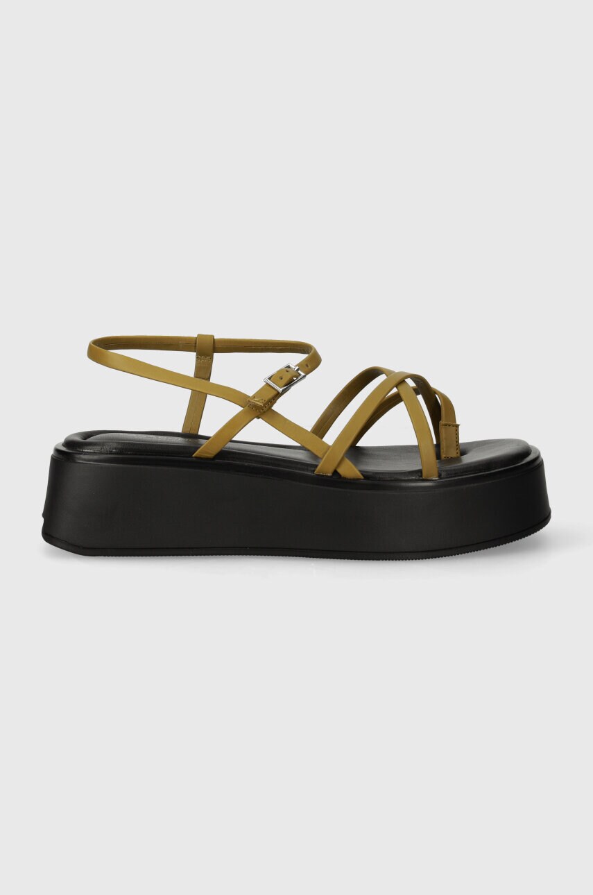 Шкіряні сандалі Vagabond Shoemakers COURTNEY жіночі колір зелений на платформі 5334-701-33