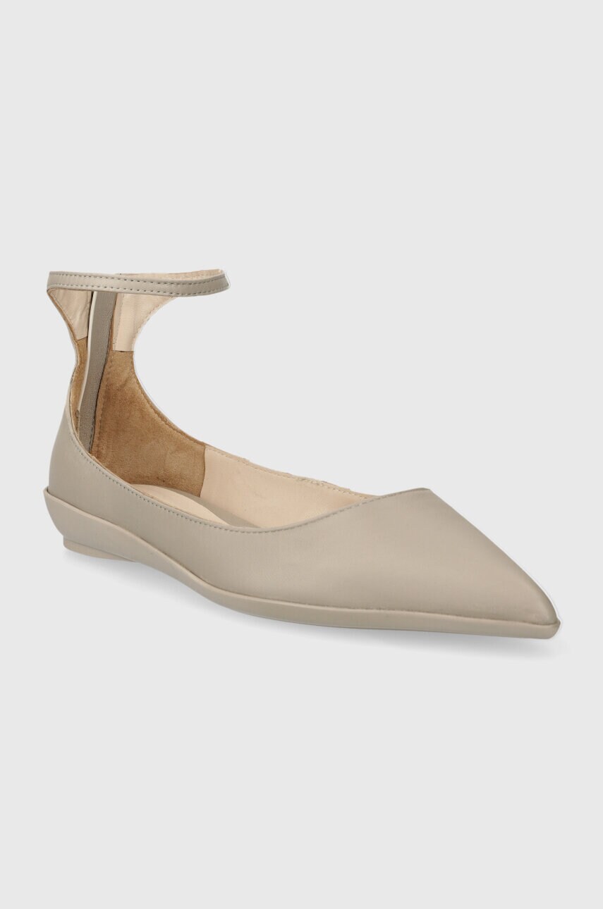 Шкіряні балетки Calvin Klein WRAPPED ANKLE STRAP BALLERINA колір бежевий  HW0HW01840