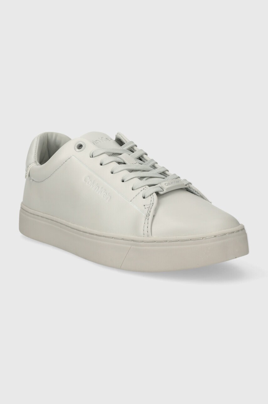 Шкіряні кросівки Calvin Klein CLEAN CUPSOLE LACE UP колір сірий HW0HW01863