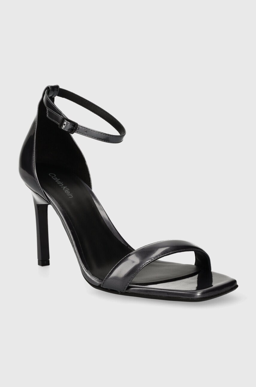 Шкіряні сандалі Calvin Klein GEO STIL SQUARE SANDAL 90-PEARL колір сірий HW0HW01993