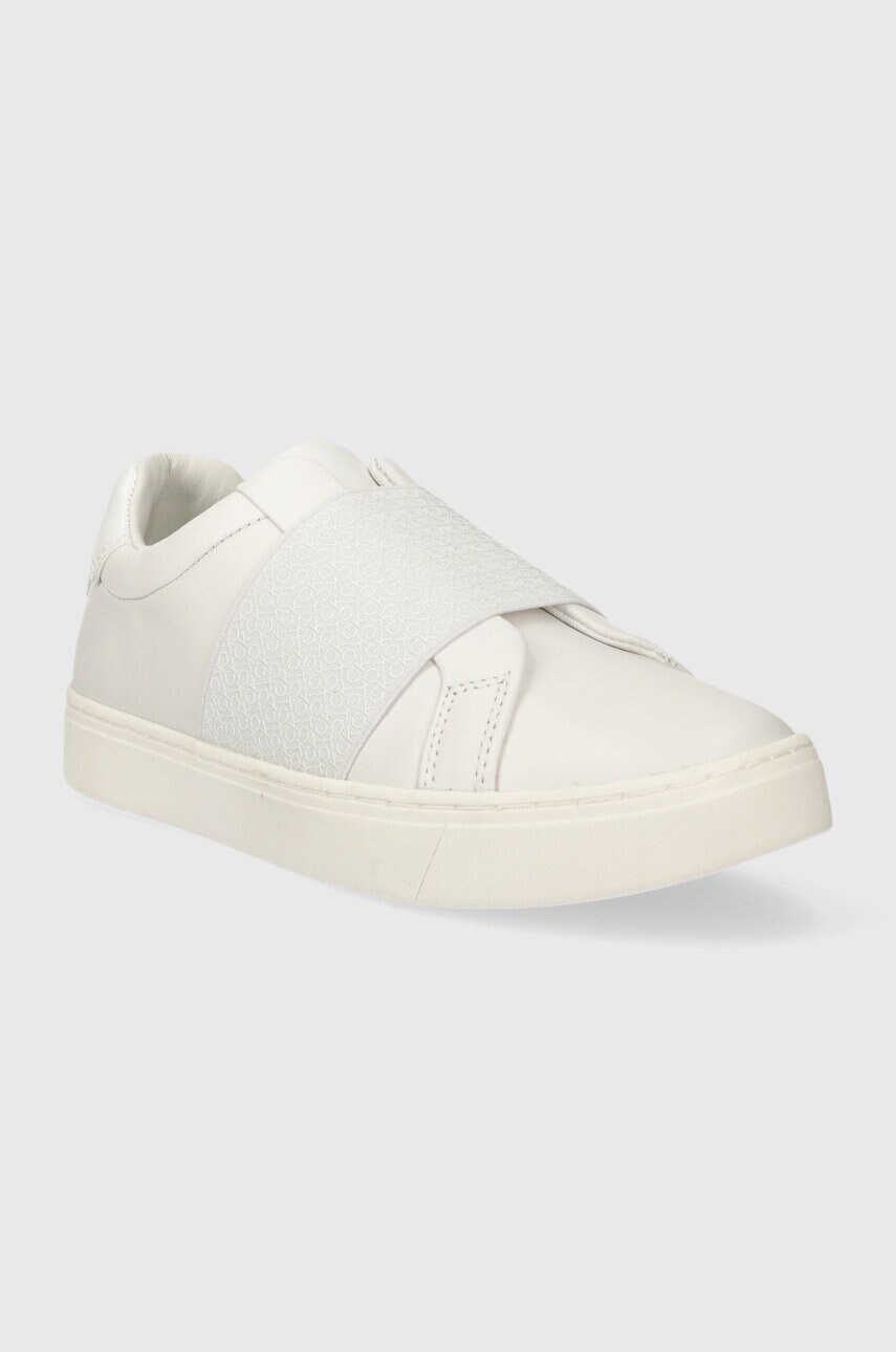 Шкіряні кросівки Calvin Klein CLEAN CUPSOLE SLIP ON колір білий HW0HW02007