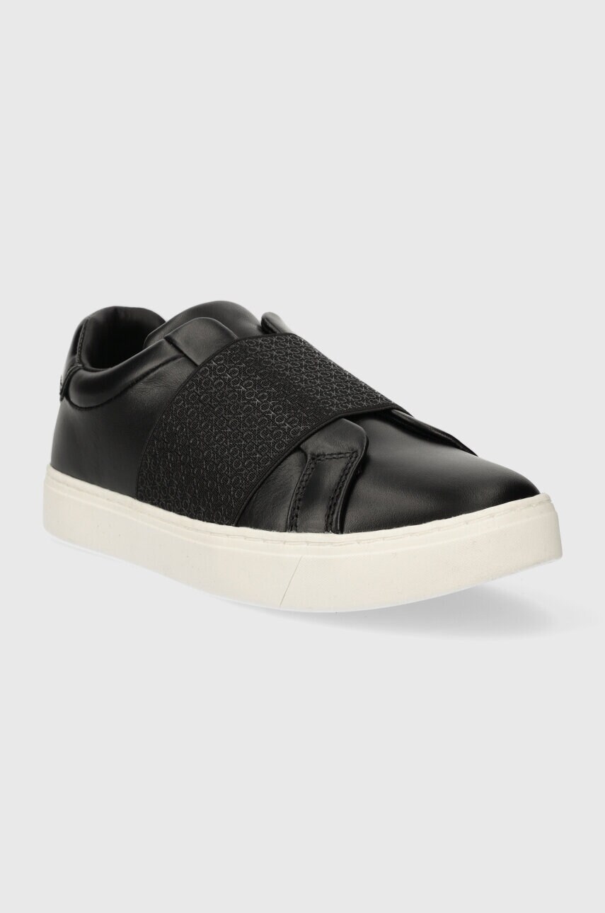 Шкіряні кросівки Calvin Klein CLEAN CUPSOLE SLIP ON колір чорний HW0HW02007
