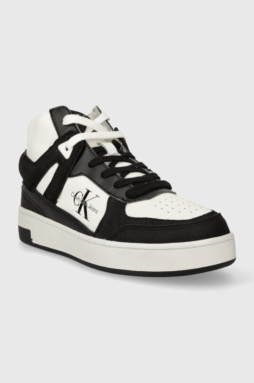 Шкіряні кросівки Calvin Klein Jeans BASKET CUPSOLE HIGH MIX ML FAD колір чорний YW0YW01300