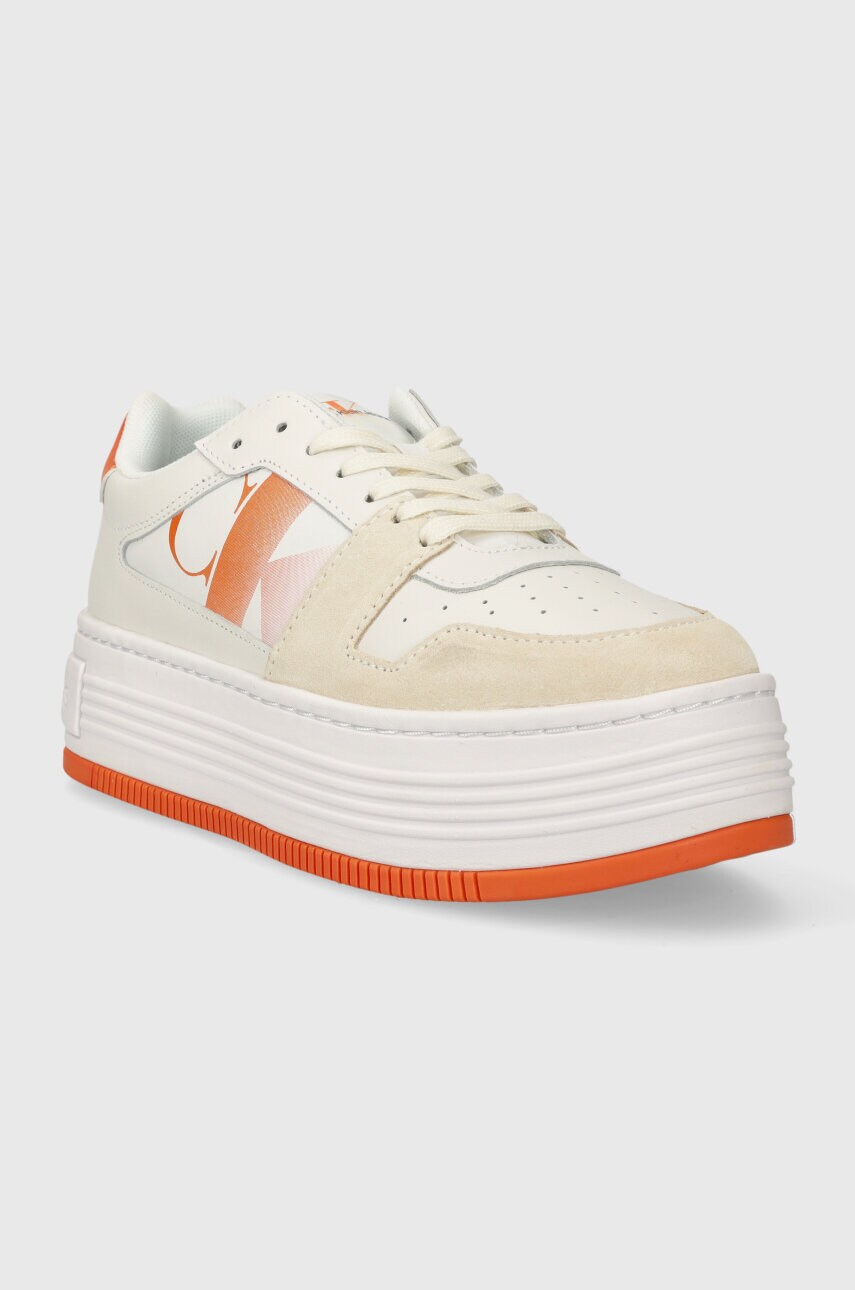 Кросівки Calvin Klein Jeans BOLD FLATF LOW LACE MIX NBS SAT колір білий YW0YW01308