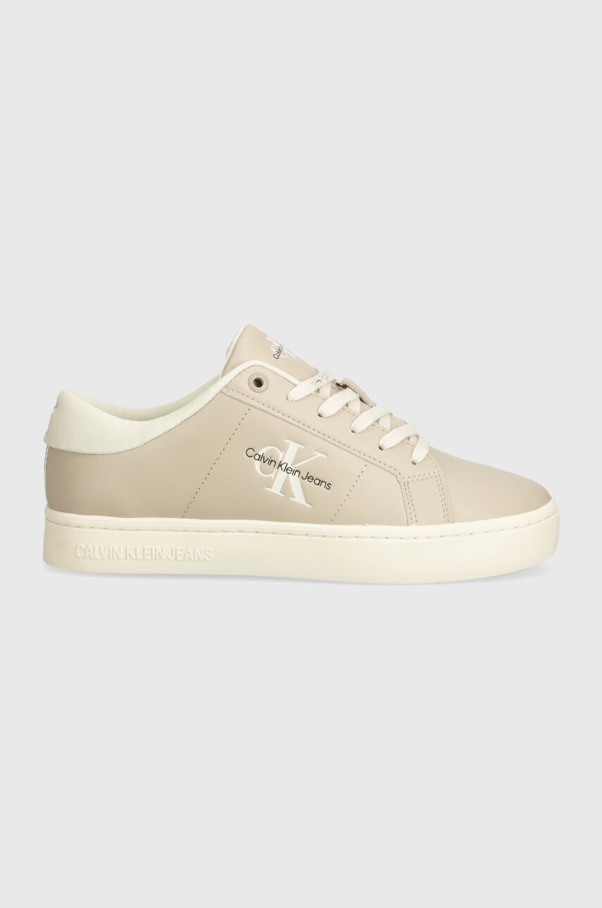 Шкіряні кросівки Calvin Klein Jeans CLASSIC CUPSOLE LOWLACEUP LTH WN колір білий YW0YW01444