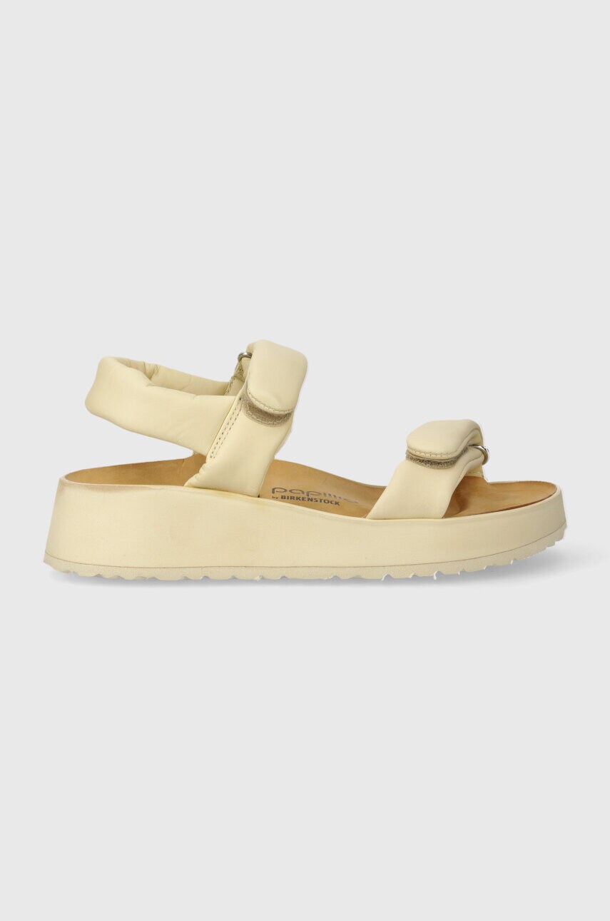 Шкіряні сандалі Birkenstock BIRKENSTOCK X PAPILLIO Theda жіночі колір бежевий на платформі 1026942
