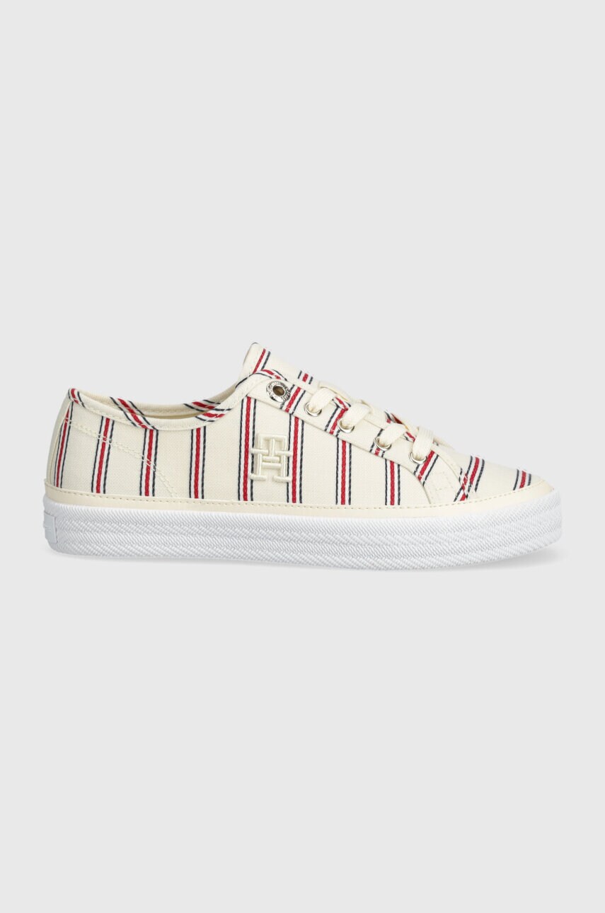Кеди Tommy Hilfiger VULC CANVAS SNEAKER SHIRTING жіночі колір бежевий FW0FW07672