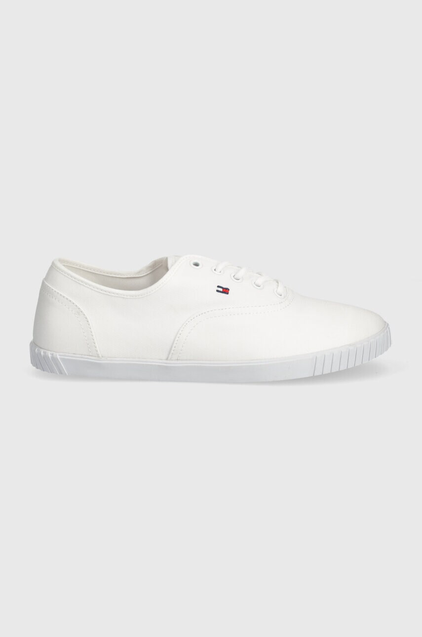 Кеди Tommy Hilfiger CANVAS LACE UP SNEAKER жіночі колір білий FW0FW07805