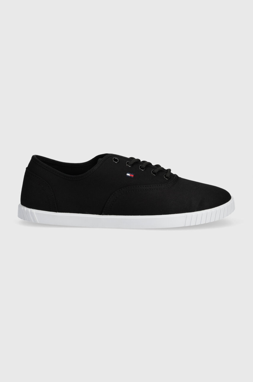 Кеди Tommy Hilfiger CANVAS LACE UP SNEAKER жіночі колір чорний FW0FW07805