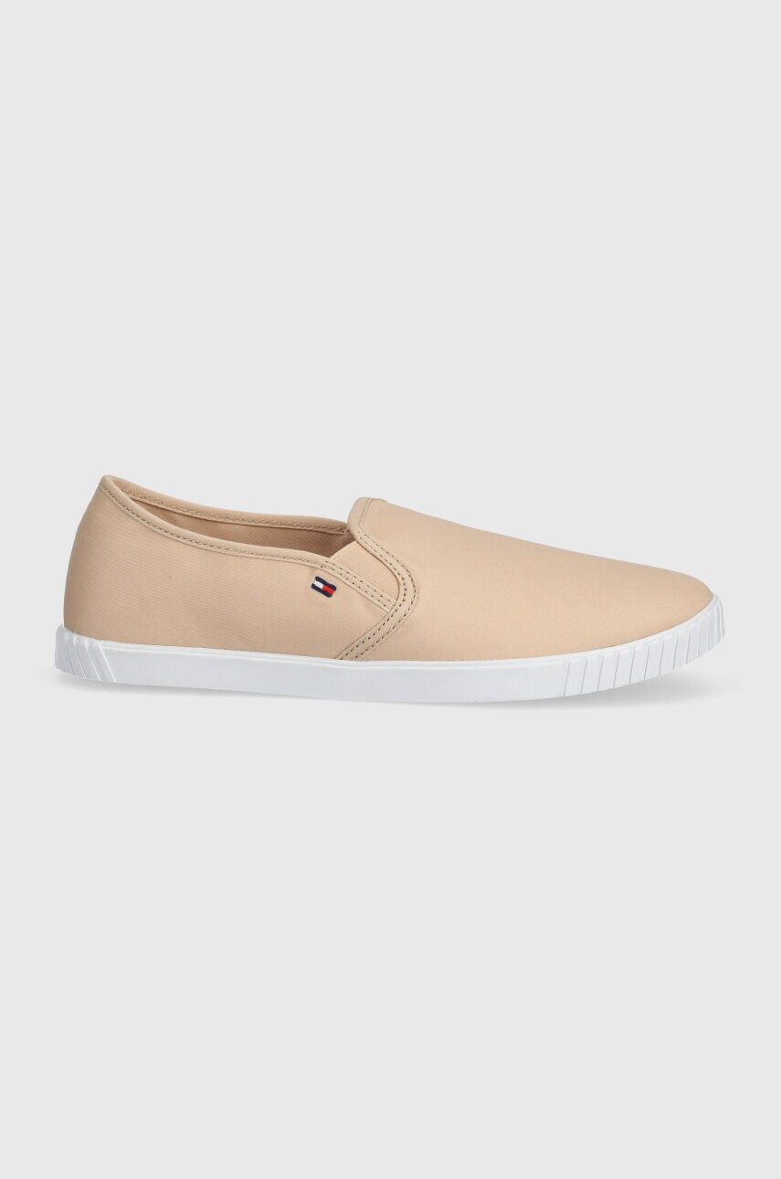 Кеди Tommy Hilfiger CANVAS SLIP-ON SNEAKER жіночі колір бежевий FW0FW07806