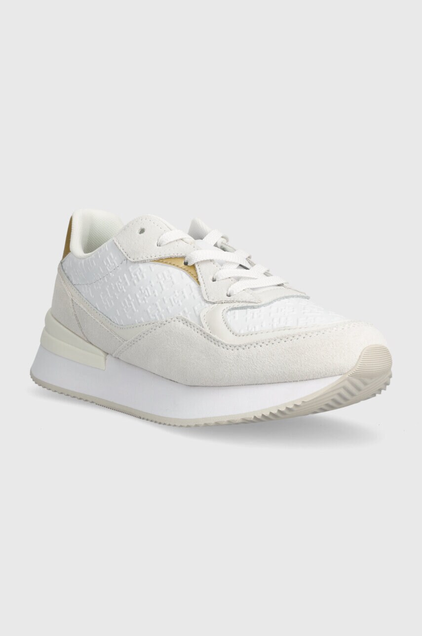 Шкіряні кросівки Tommy Hilfiger LUX MONOGRAM RUNNER колір білий FW0FW07816