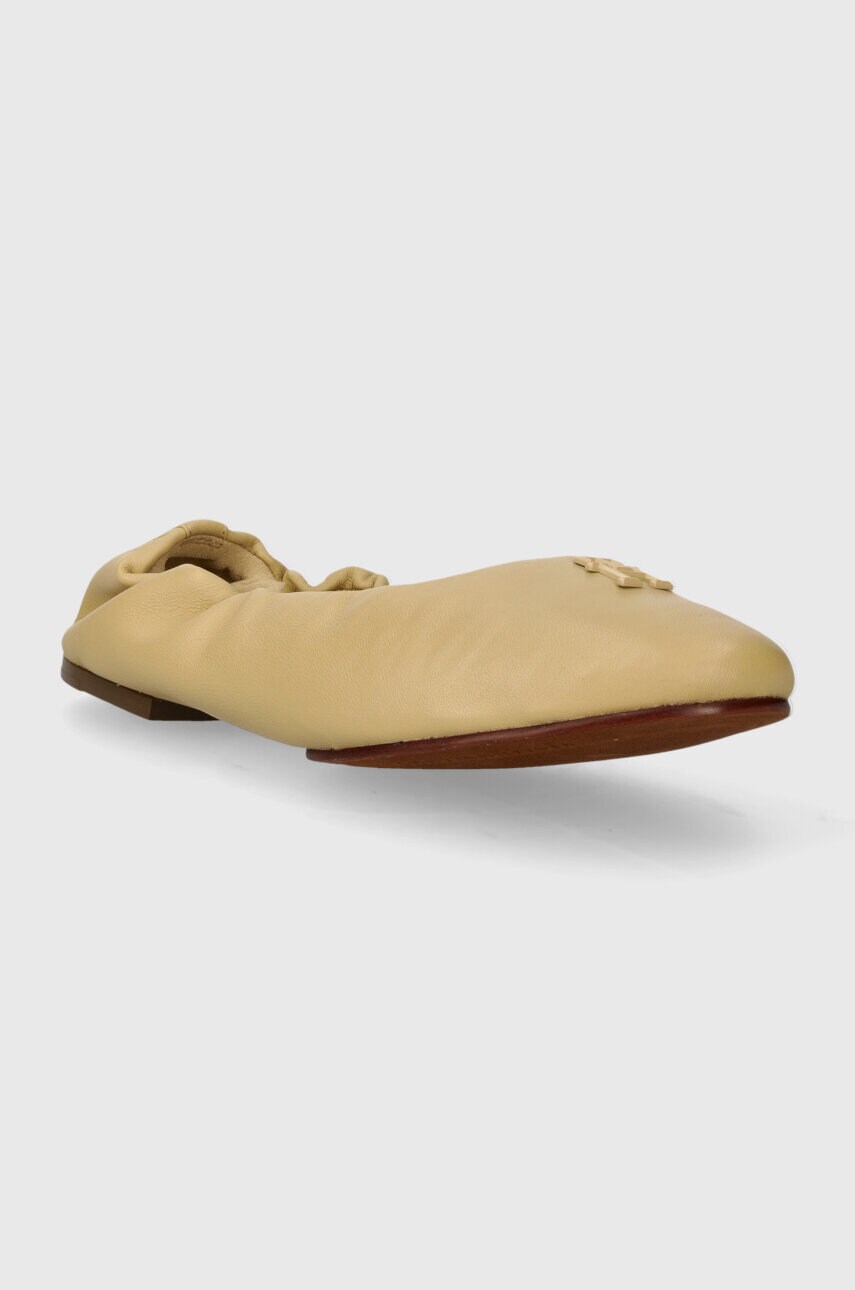 Шкіряні балетки Tommy Hilfiger TH ELEVATED ELASTIC BALLERINA колір бежевий  FW0FW07882