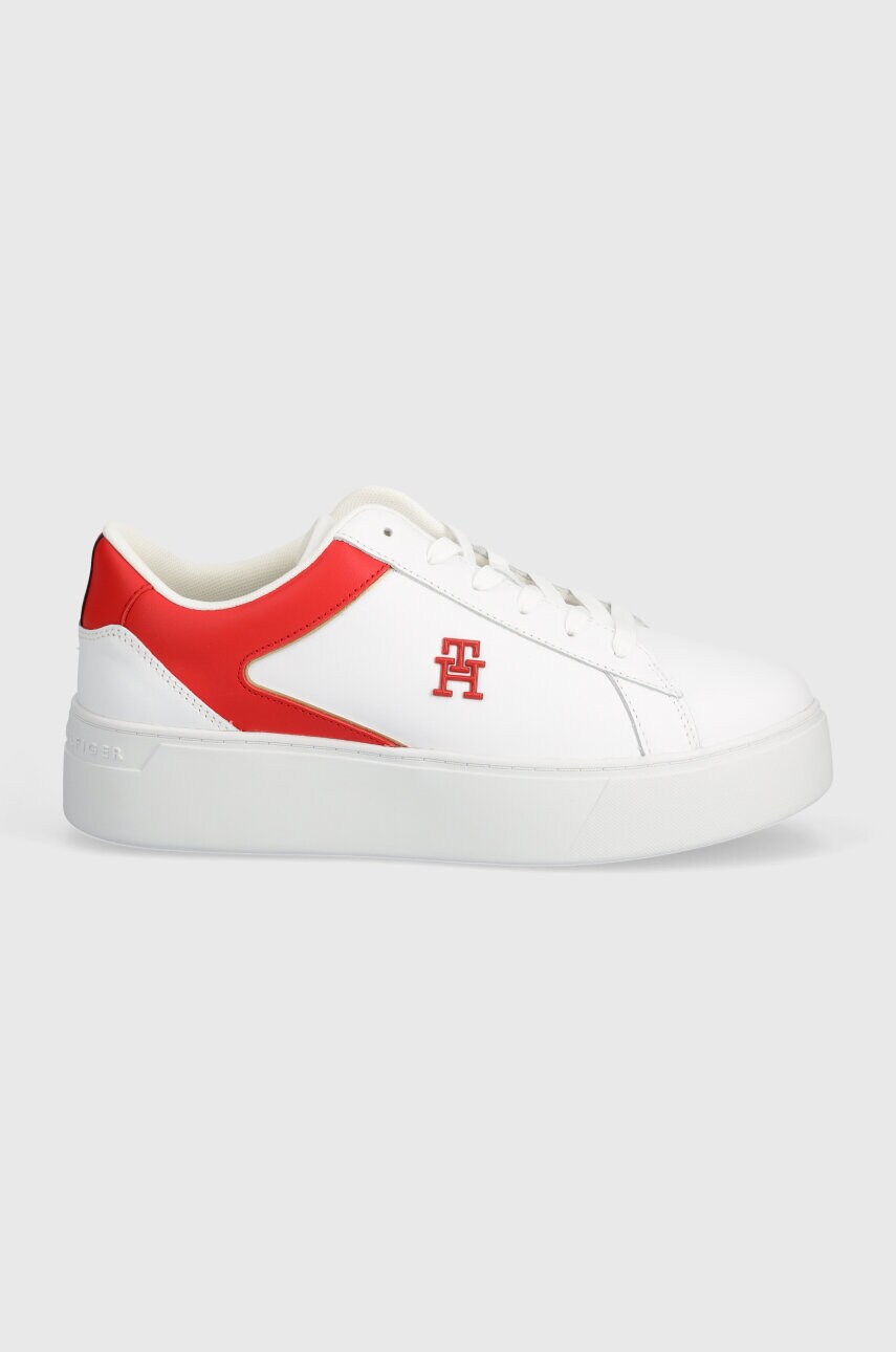 Шкіряні кросівки Tommy Hilfiger TH PLATFORM COURT SNEAKER колір білий FW0FW07910