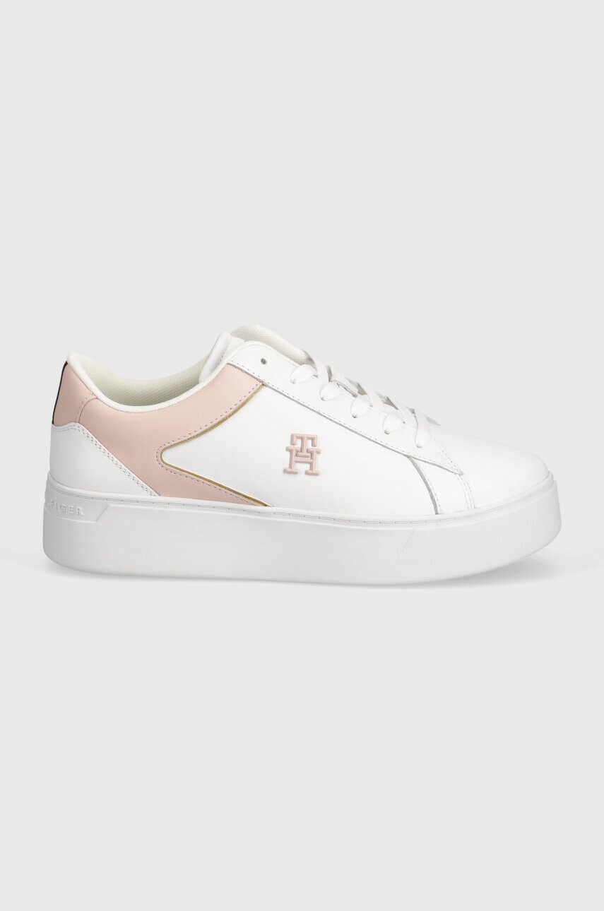 Шкіряні кросівки Tommy Hilfiger TH PLATFORM COURT SNEAKER колір білий FW0FW07910