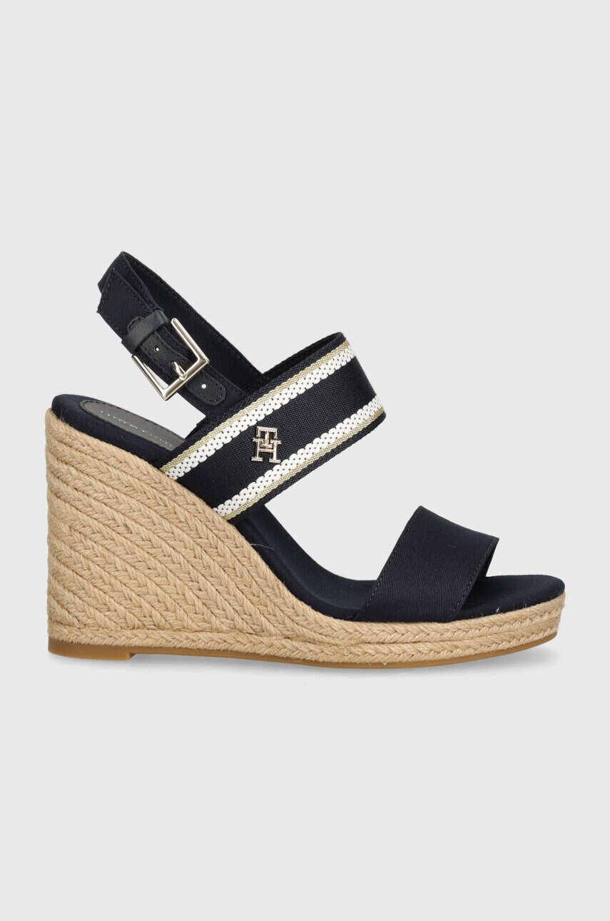 Сандалі Tommy Hilfiger WEBBING HIGH WEDGE SANDAL колір синій FW0FW08045