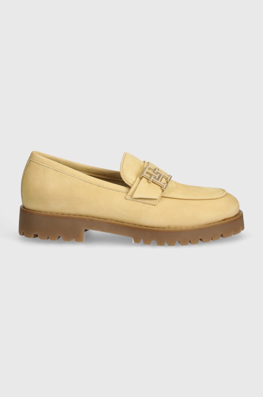 Мокасини з нубуку Tommy Hilfiger CLEATED NUBUCK BOAT SHOE колір бежевий на платформі FW0FW08062
