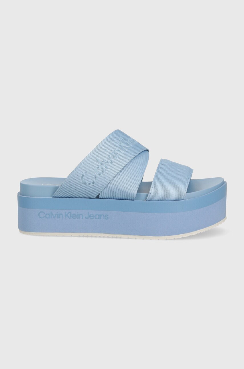 Шльопанці Calvin Klein Jeans FLATFORM SANDAL WEBBING IN MR жіночі на платформі YW0YW01361