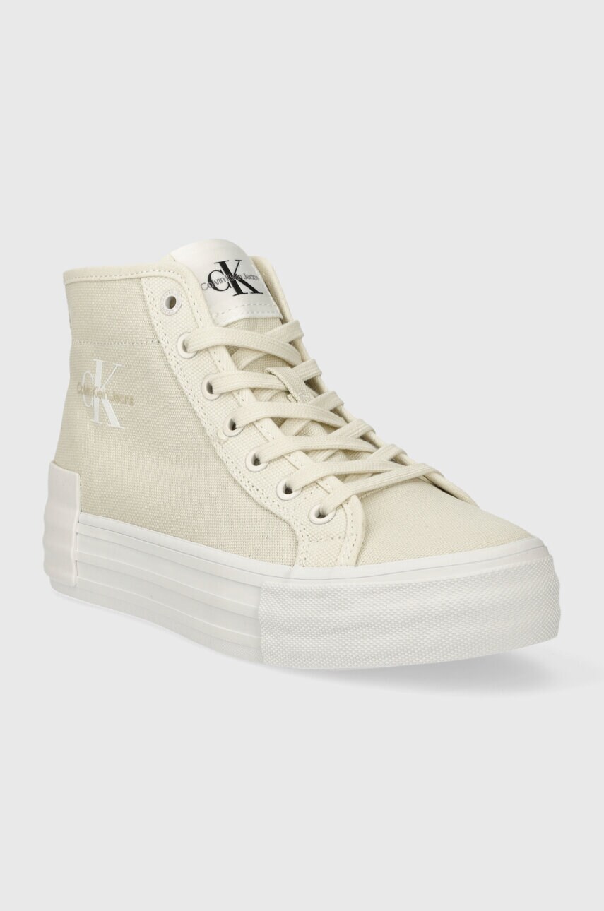 Кеди Calvin Klein Jeans BOLD VULC FLATF MID CS ML BTW жіночі колір бежевий