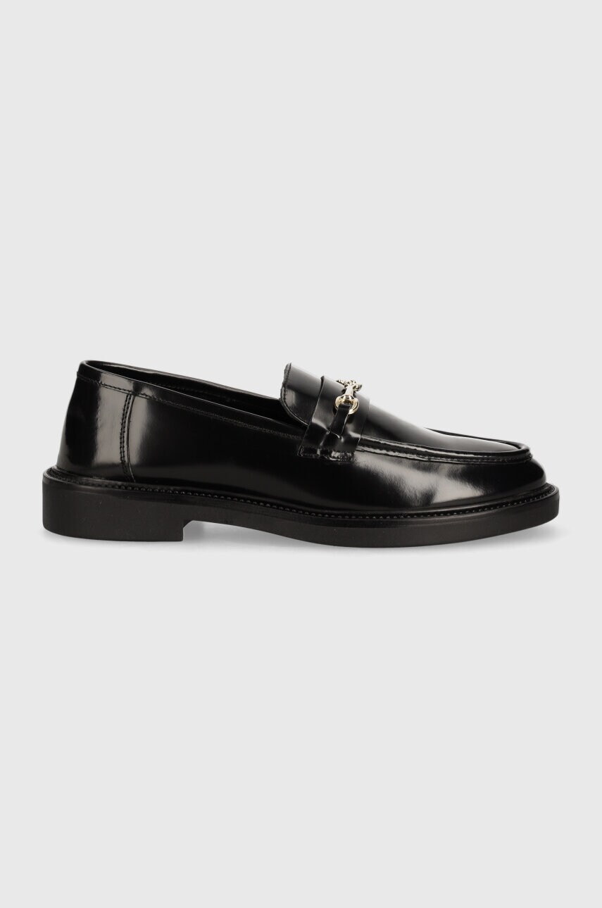 Шкіряні мокасини Steve Madden Huddles жіночі колір чорний на плоскому ходу SM11002911