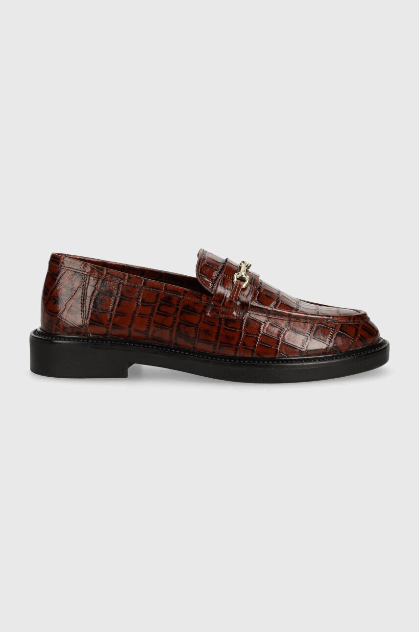 Шкіряні мокасини Steve Madden Huddles жіночі колір коричневий на плоскому ходу SM11002911