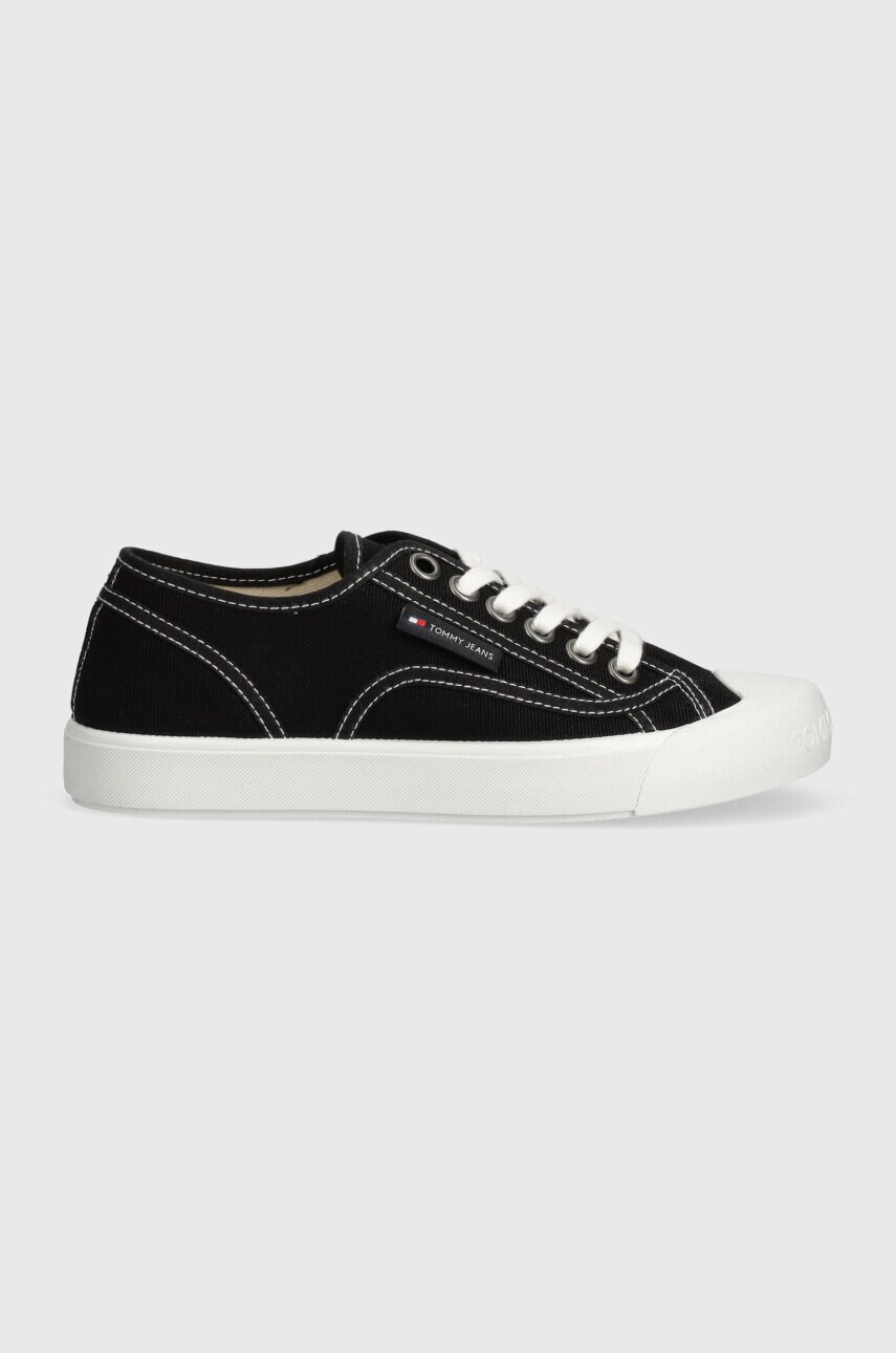 Кеди Tommy Jeans TJW FOXING SNEAKER CANVAS жіночі колір чорний EN0EN02588