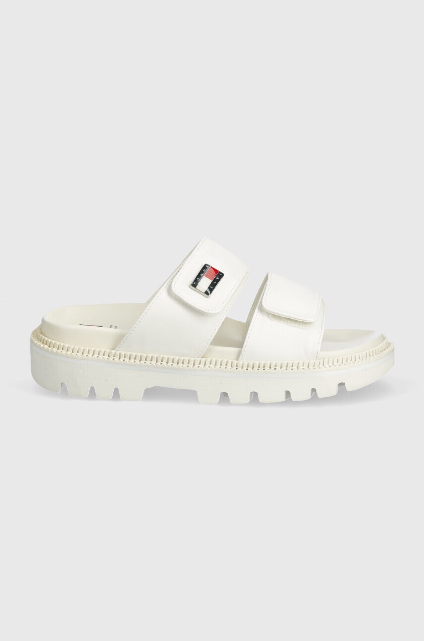 Шльопанці Tommy Jeans TJW PUFFED SANDAL жіночі колір бежевий EN0EN02560