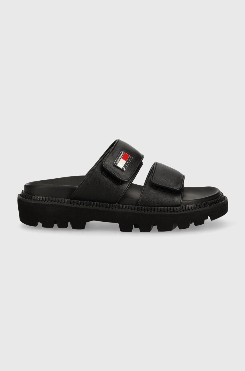 Шльопанці Tommy Jeans TJW PUFFED SANDAL жіночі колір чорний EN0EN02560