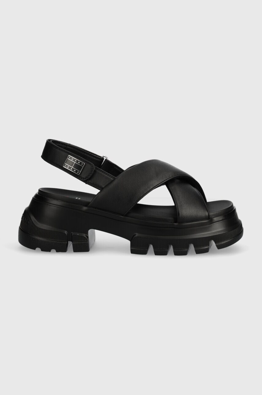 Сандалі Tommy Jeans TJW CHUNKY CITY SANDAL жіночі колір чорний на платформі EN0EN02525