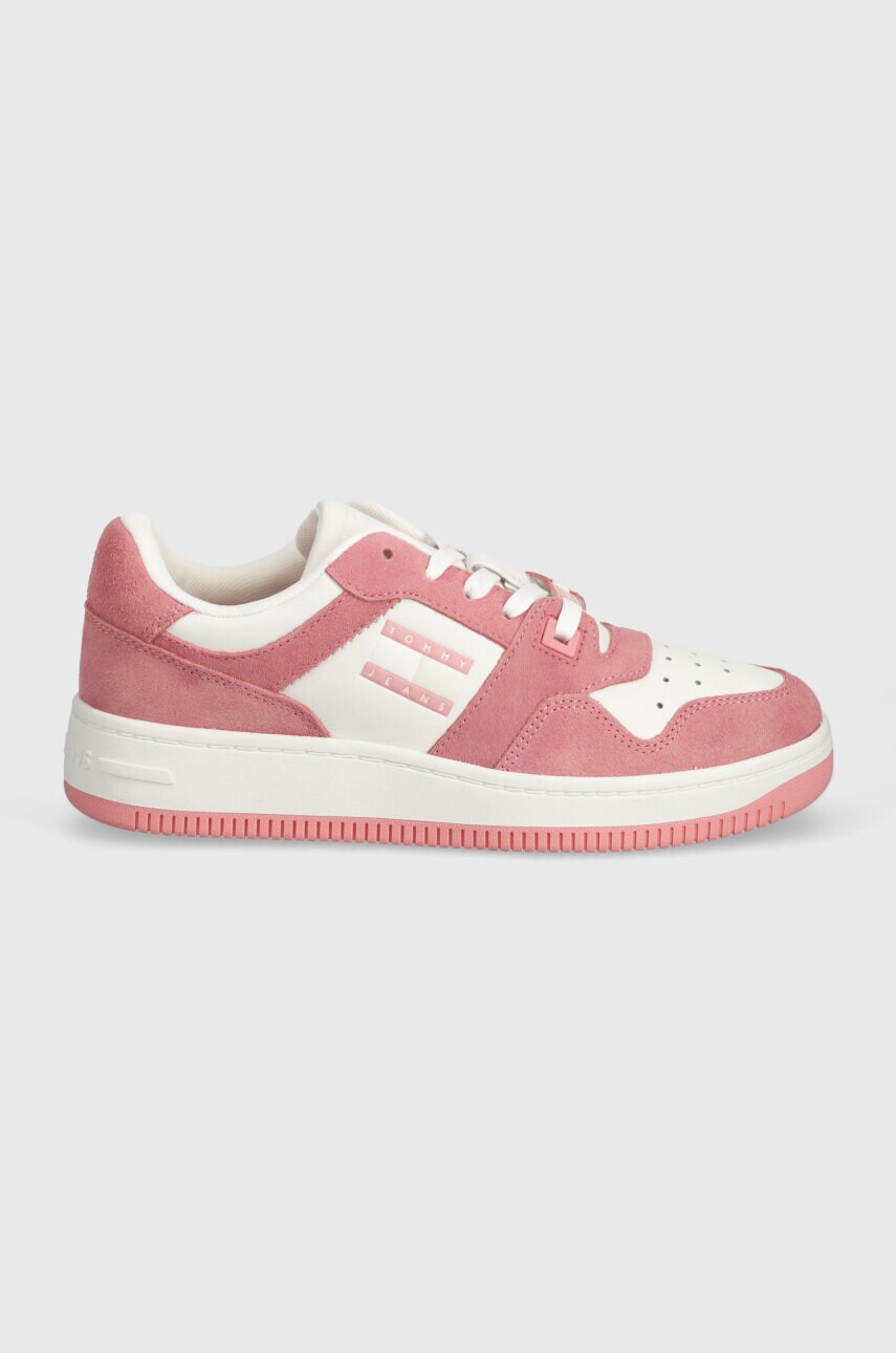 Кросівки Tommy Jeans TJW RETRO BASKET WASHED SUEDE колір рожевий EN0EN02486