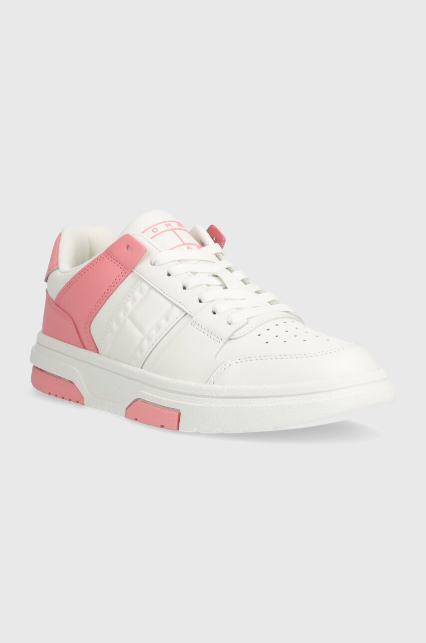 Шкіряні кросівки Tommy Jeans THE BROOKLYN LEATHER колір рожевий EN0EN02475