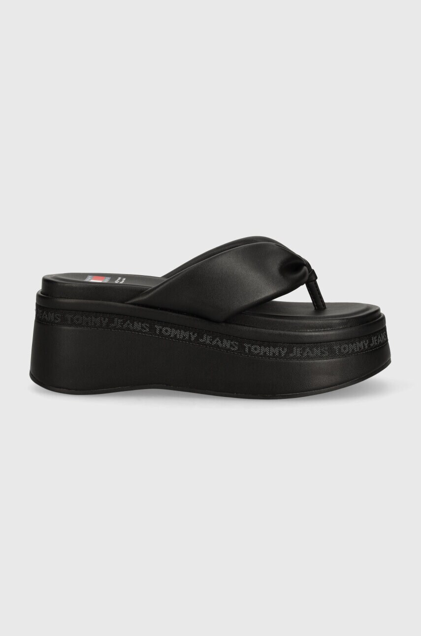 В'єтнамки Tommy Jeans TJW WEDGE SANDAL жіночі колір чорний на платформі EN0EN02457