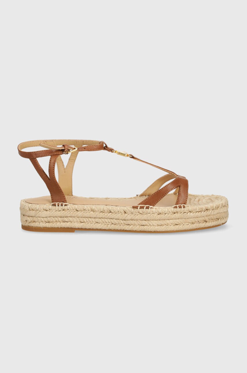 Шкіряні сандалі Lauren Ralph Lauren Payton жіночі колір коричневий на платформі 802927966001