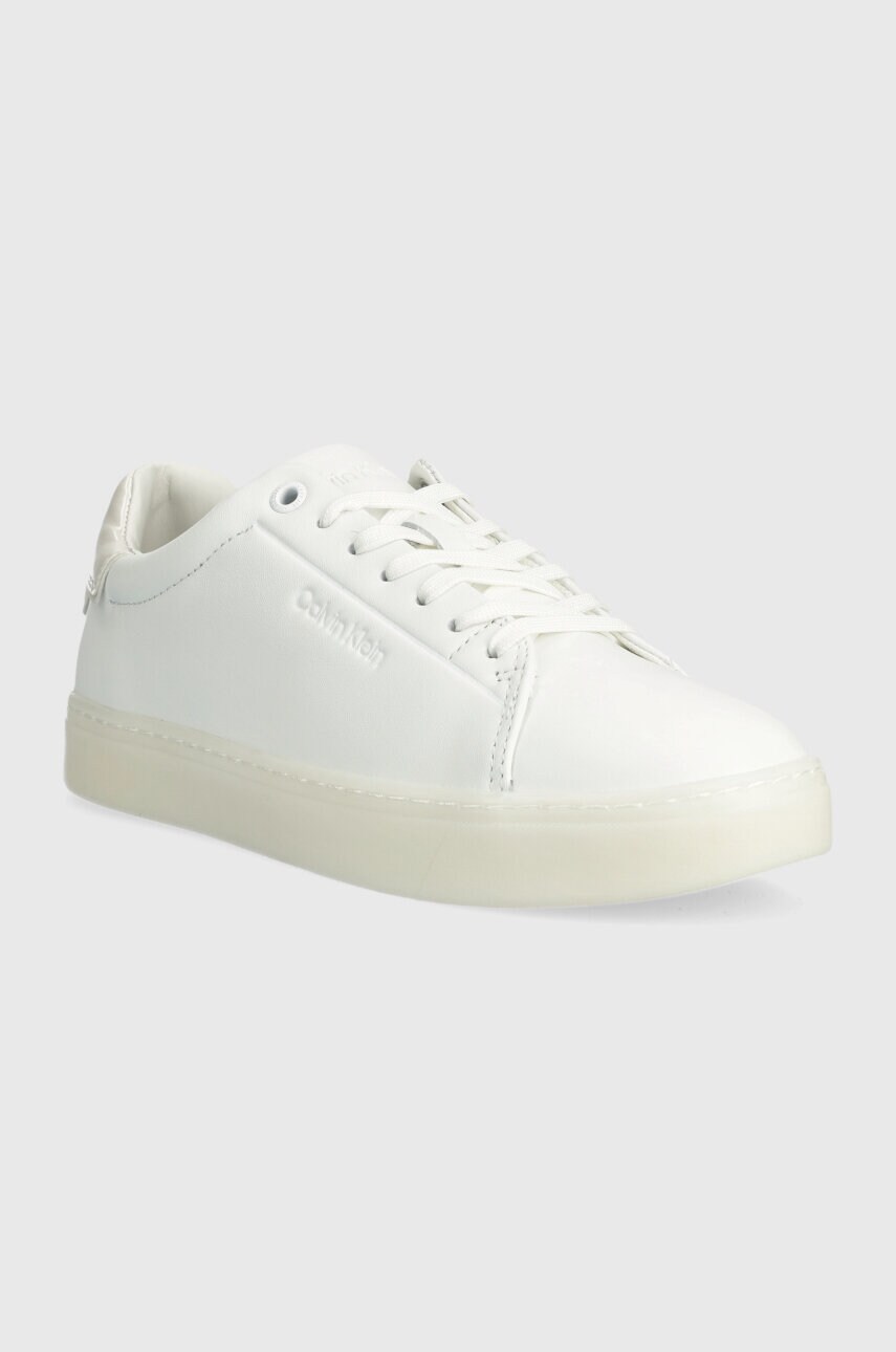 Шкіряні кросівки Calvin Klein CUPSOLE LACE UP PEARL колір білий HW0HW01897