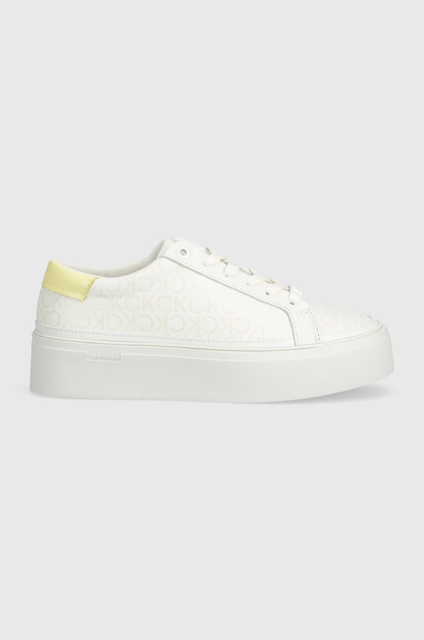 Кросівки Calvin Klein FLATFORM CUP LACE UP EPI MONO колір білий HW0HW01911