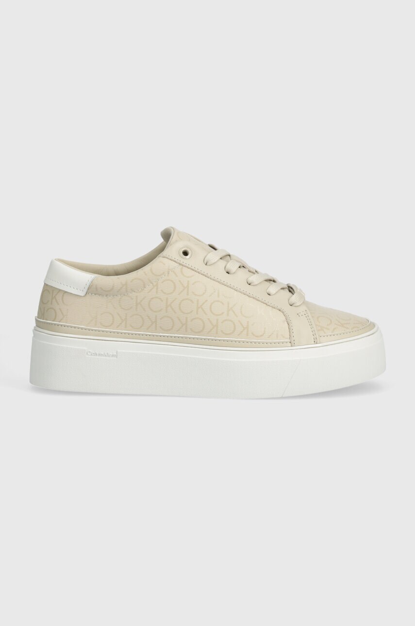Кросівки Calvin Klein FLATFORM CUP LACE UP EPI MONO колір бежевий HW0HW01911