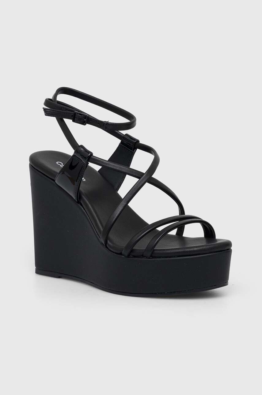 Шкіряні сандалі Calvin Klein WEDGE колір чорний HW0HW01952