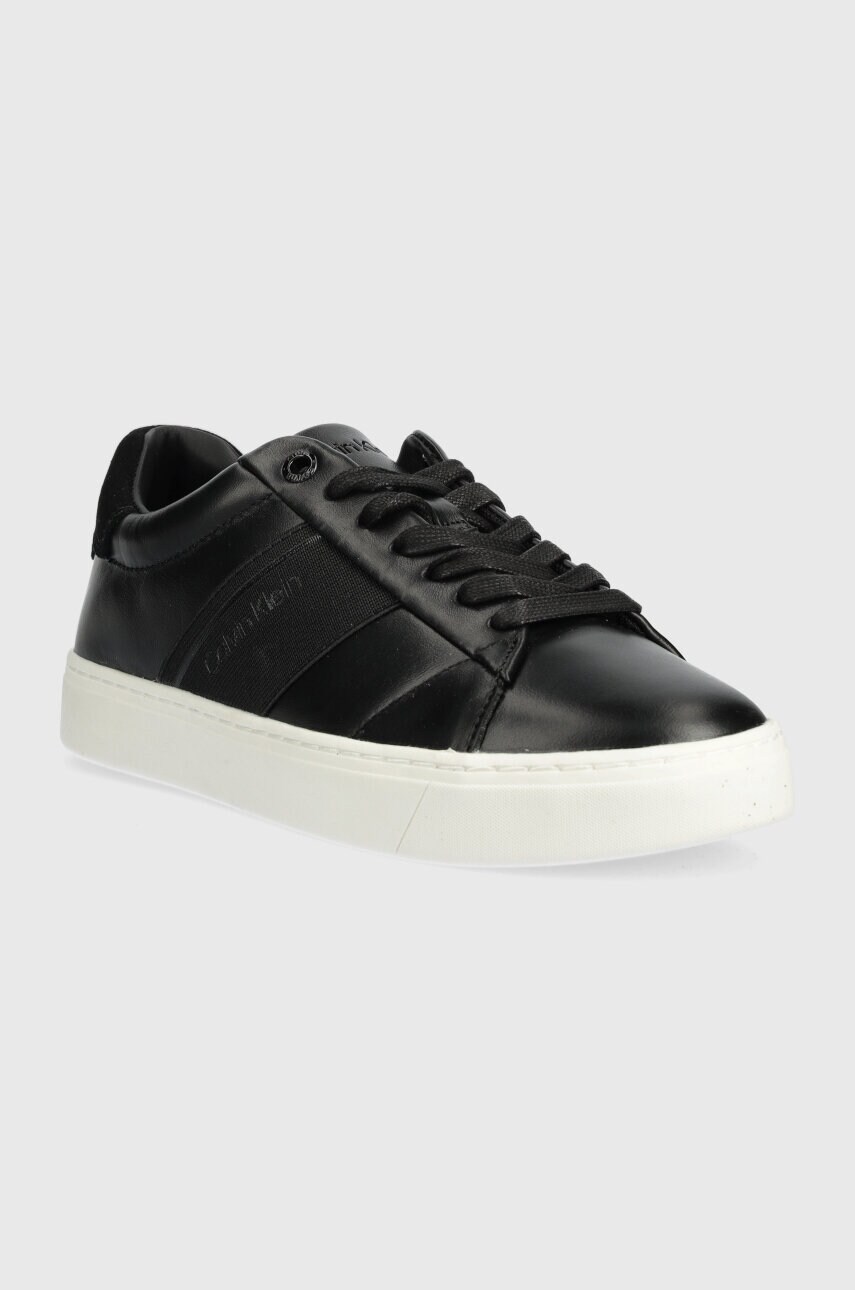 Шкіряні кросівки Calvin Klein CUPSOLE LACE UP HE LTH колір чорний HW0HW02051