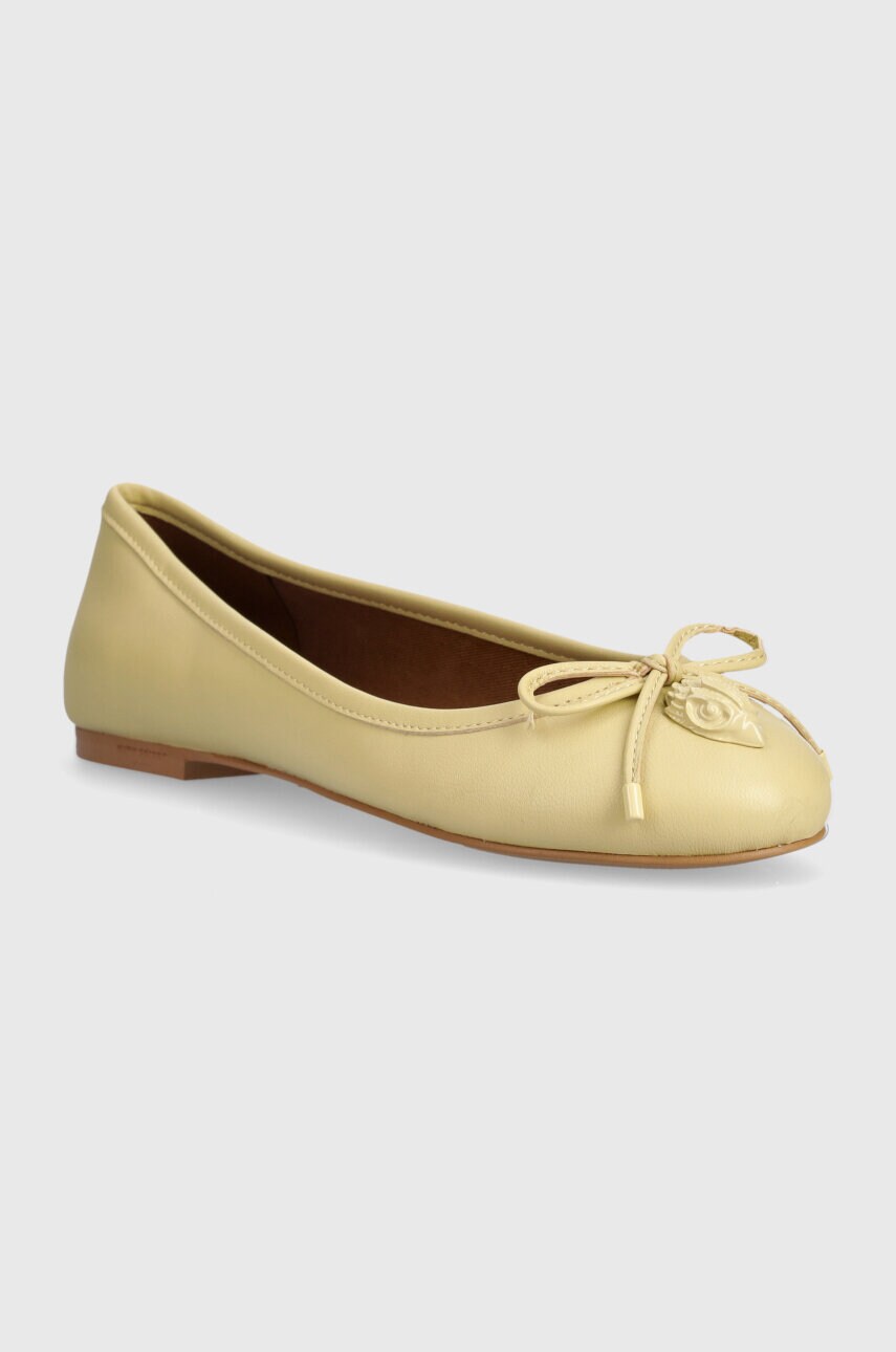 Шкіряні балетки Kurt Geiger London Eagle Ballerina Drench колір бежевий  2121142109