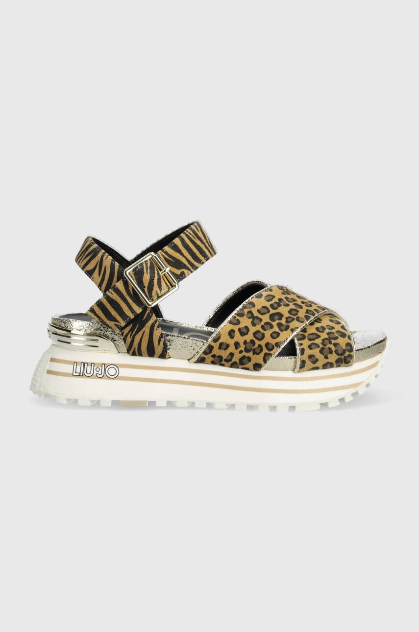 Замшеві сандалі Liu Jo LIU JO MAXI WONDER SANDAL 11 жіночі колір бежевий на платформі BA4105PX195S19C1