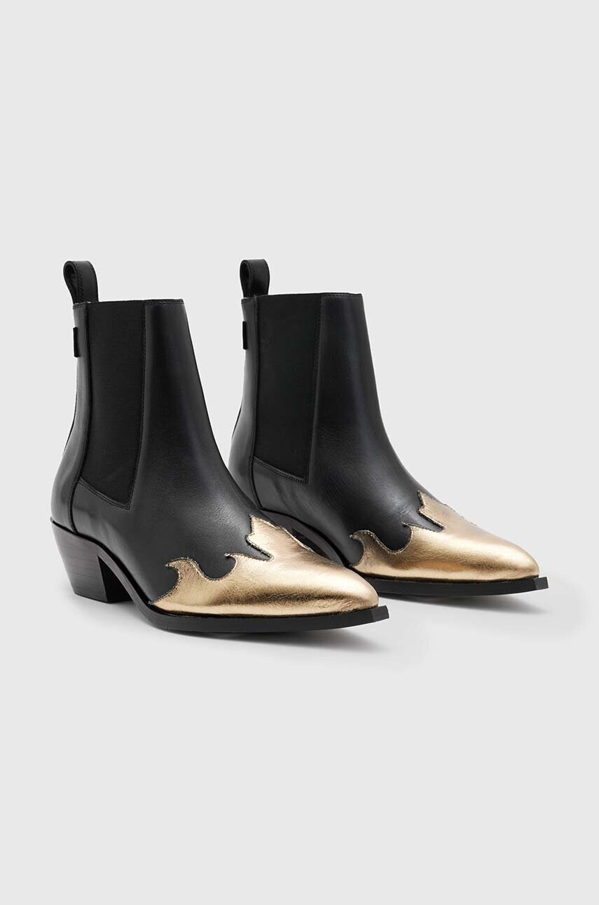 Шкіряні черевики AllSaints Dellaware Boot жіночі колір чорний каблук блок WF733Z