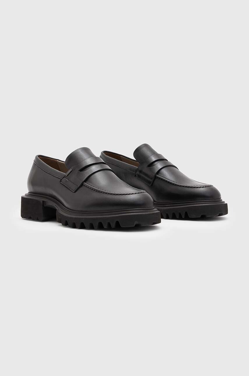 Шкіряні мокасини AllSaints Lola Loafer жіночі колір чорний на платформі WF774Z