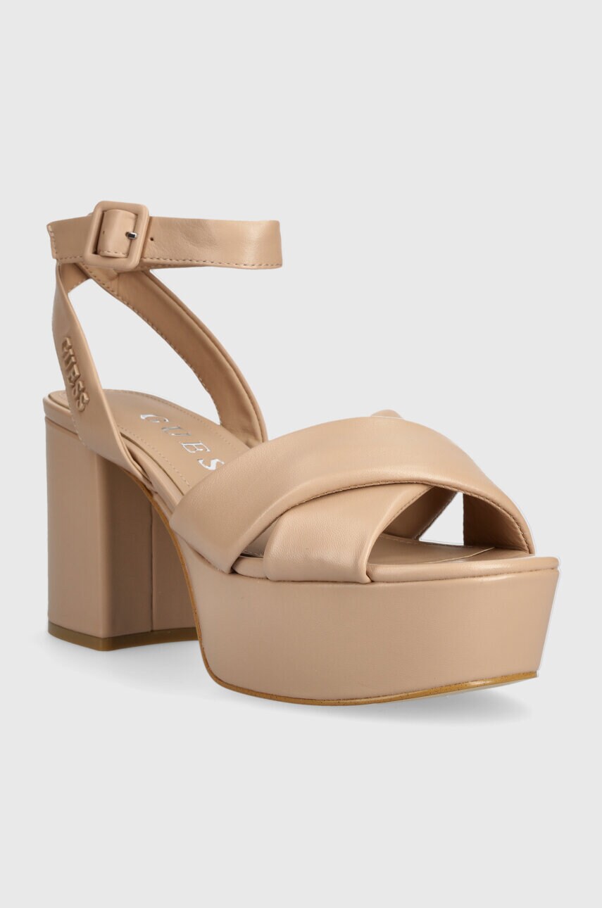 Шкіряні сандалі Guess SHANNY колір бежевий FLJSNN LEA03