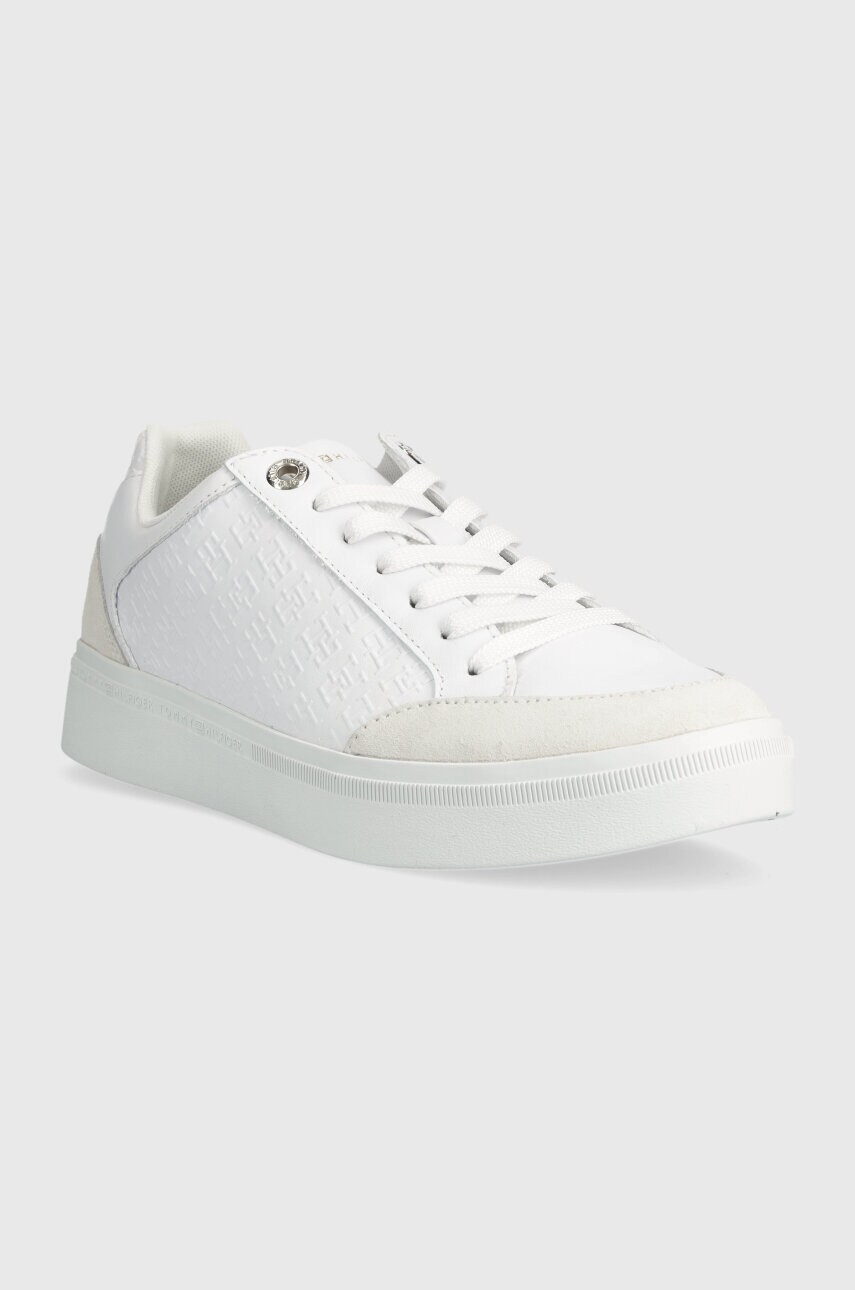 Шкіряні кросівки Tommy Hilfiger COURT SNEAKER MONOGRAM колір білий FW0FW07812